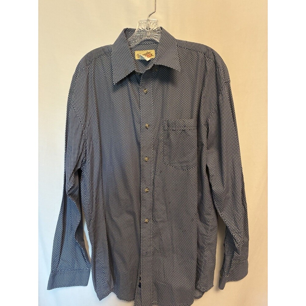 Wrangler 20X Men's Dress Shirt L 36/37 100% Cotton Blue/White